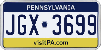 PA license plate JGX3699