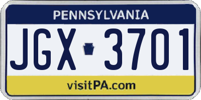 PA license plate JGX3701
