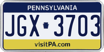 PA license plate JGX3703