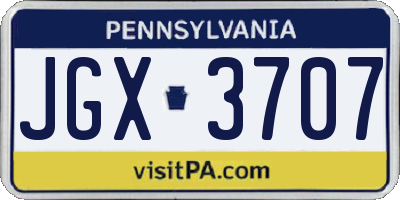 PA license plate JGX3707