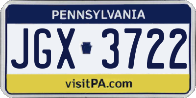 PA license plate JGX3722