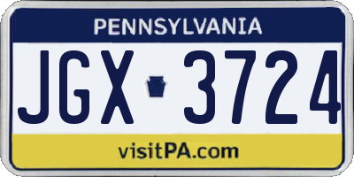 PA license plate JGX3724