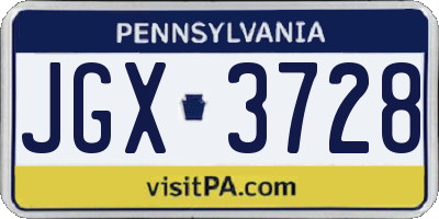 PA license plate JGX3728