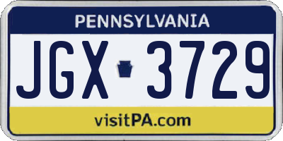 PA license plate JGX3729