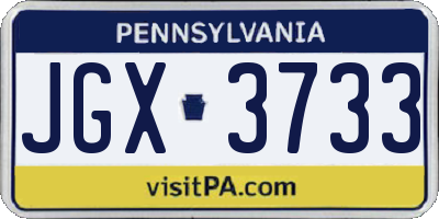 PA license plate JGX3733