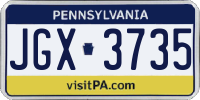 PA license plate JGX3735