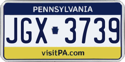 PA license plate JGX3739