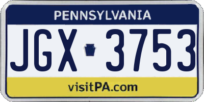 PA license plate JGX3753