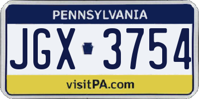 PA license plate JGX3754