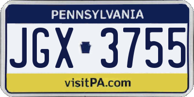 PA license plate JGX3755
