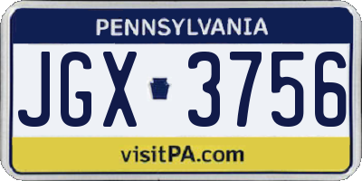 PA license plate JGX3756