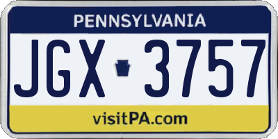 PA license plate JGX3757