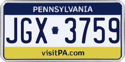 PA license plate JGX3759