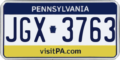 PA license plate JGX3763
