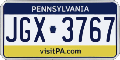 PA license plate JGX3767