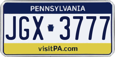 PA license plate JGX3777
