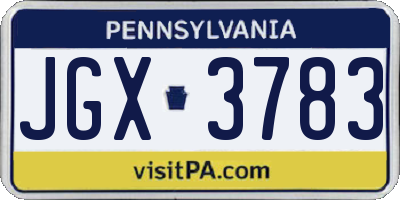 PA license plate JGX3783