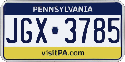 PA license plate JGX3785