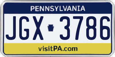 PA license plate JGX3786