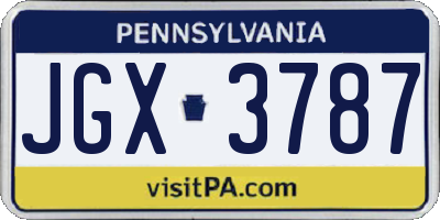 PA license plate JGX3787