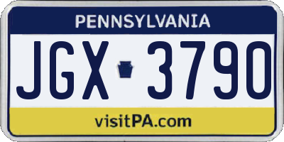 PA license plate JGX3790
