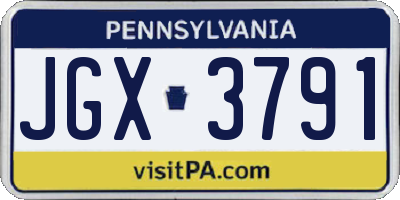 PA license plate JGX3791