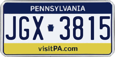 PA license plate JGX3815
