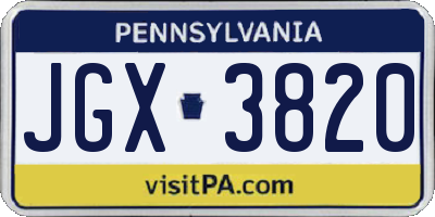 PA license plate JGX3820