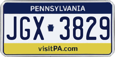 PA license plate JGX3829