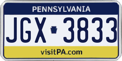 PA license plate JGX3833