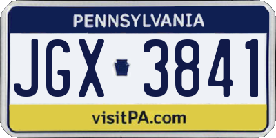 PA license plate JGX3841
