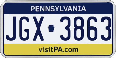 PA license plate JGX3863