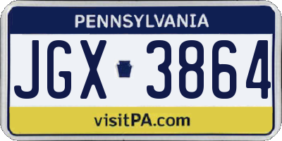 PA license plate JGX3864