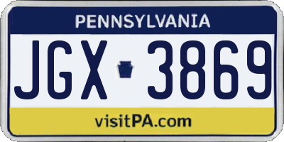 PA license plate JGX3869