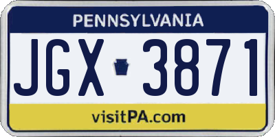 PA license plate JGX3871