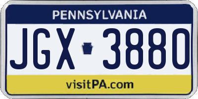 PA license plate JGX3880