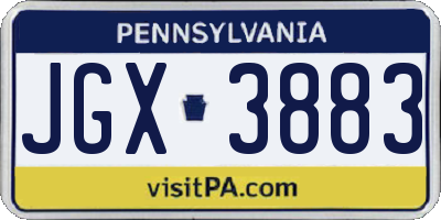 PA license plate JGX3883