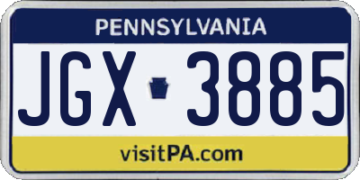 PA license plate JGX3885