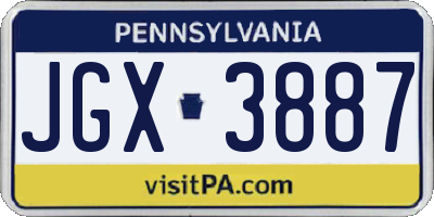 PA license plate JGX3887