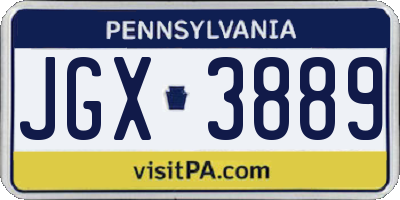 PA license plate JGX3889