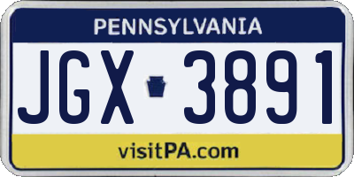 PA license plate JGX3891