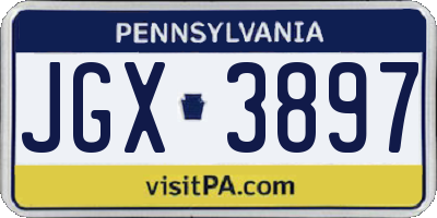 PA license plate JGX3897