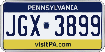 PA license plate JGX3899