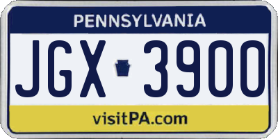 PA license plate JGX3900