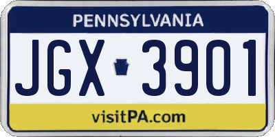 PA license plate JGX3901