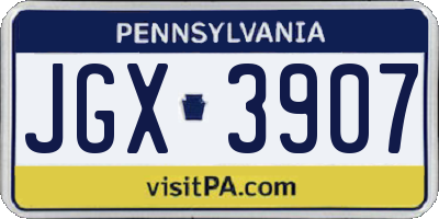 PA license plate JGX3907