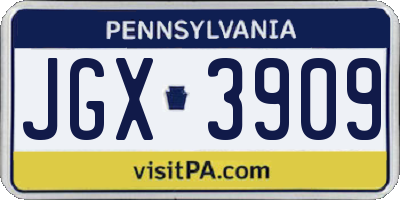 PA license plate JGX3909