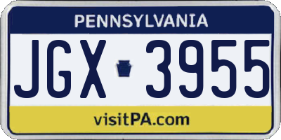 PA license plate JGX3955