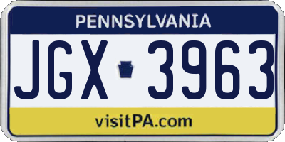 PA license plate JGX3963