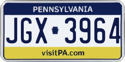 PA license plate JGX3964